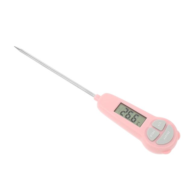 BESTonZON Thermomètre Facile à Utiliser en Acier Inoxydable Cuisine à Sonde Numérique et Résistant à Déformation Couleur Rose pour Cuisson de Viande et Friture