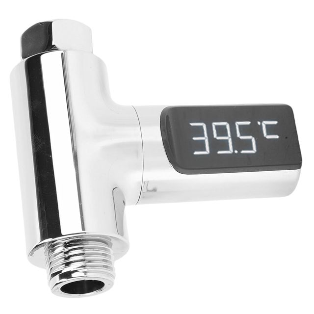 YWBL-WH Thermomètre de Douche LED, Thermomètre Numérique alimenté par Débit D'eau à Lecture Instantanée avec Grand écran LCD, pour Pomme de Douche de Robinet de Cuisine de Salle de Bain