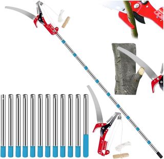 NEWFUN Scie d'élagage manuelle, réglable en hauteur sur 4 m, 1 scie pour 2 utilisations, Couper des arbres et des arbustes denses sans échelle, sécateur manuel pour branches hautes