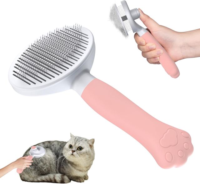 Zivacate Brosse Chat Brosse Chien[Prise ergonomique & nettoyage en un clic& Patented Design] Outil pour chiens/chats/lapins à poil court et long, Chien Accessoires(Bleu)