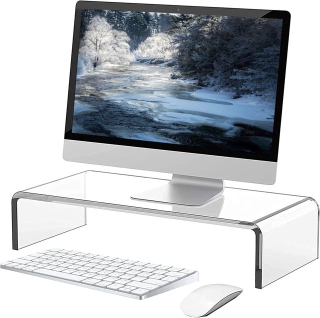 guofa Support de moniteur en acrylique, table en acrylique, rehausseur de bureau pour ordinateur portable, écrans, ordinateur, ordinateur portable, bureau surélevé pour PC, (34 x 19 x 10 cm)