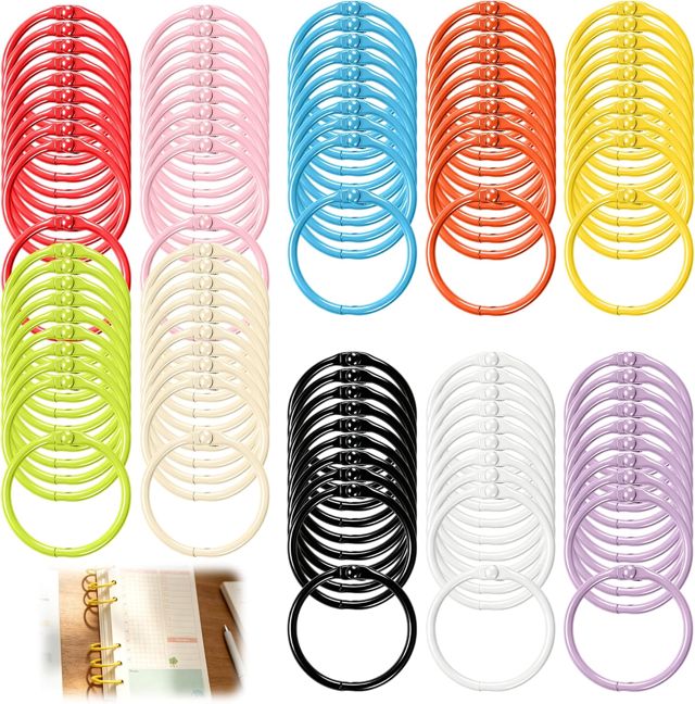 100 Pièces Anneaux de Reliure Métal 30mm Colorés pour Album Carte