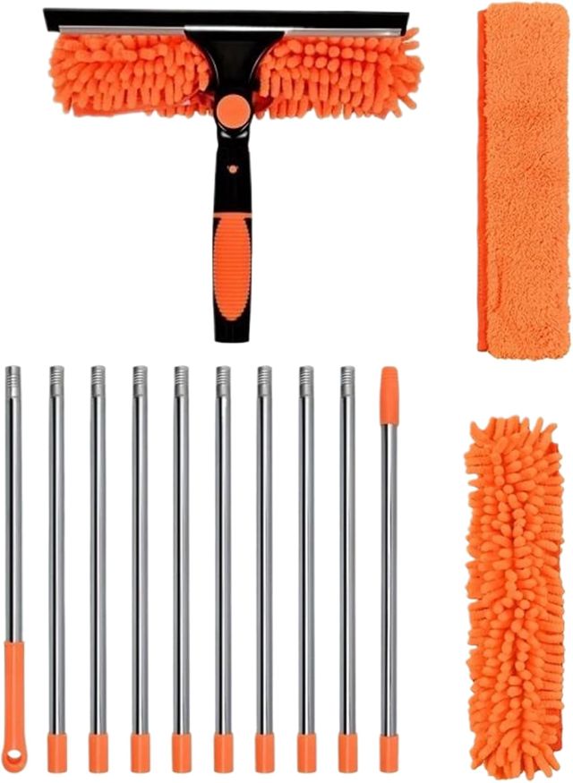 Extendable Duster - Cobweb Duster High Reach Wall Cleaner | Ceiling Fan Dust Remover Ergonomic Cleaning Supplies | Long Handle Spider Web Cleaner with Lightweight Design