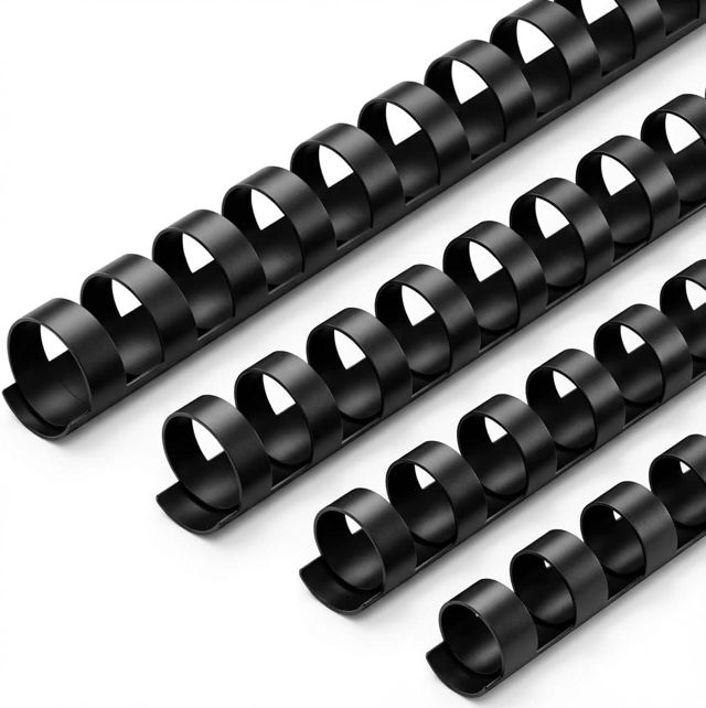 ** Peignes de Reliure en Plastique Noir, 21 Anneaux, 4 Tailles pour 90-190 Feuilles, Format A4, Paquet de 80