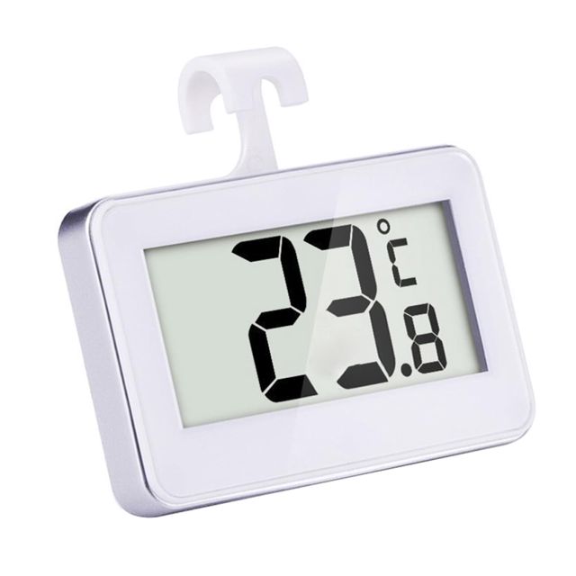 Angoily Thermomètres Numériques Gel et Notification Faible Puissance Lot de 2 Écran Magnétique, Plastique Blanc pour Réfrigérateur et Congélateur Cuisine et Chambre