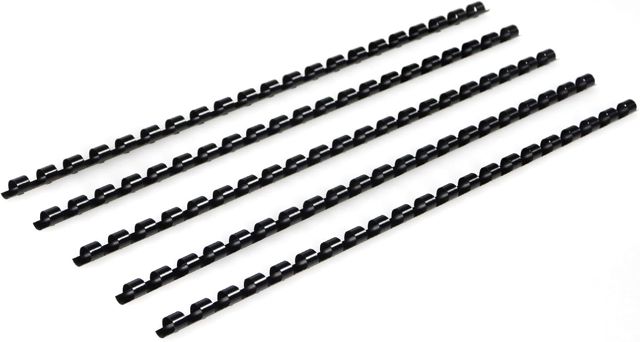 RAYSON Peignes de reliure en plastique, capacité de reliure de 55 feuilles, 21 anneaux, 10 mm, noir, paquet de 100