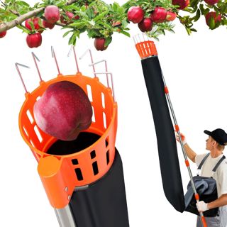 BOUDECH Pametik - Classeur de fruits en entonnoir avec poignée télescopique 4 m avec support et sac en tissu pour récolte de pommes oranges poires orange et noir