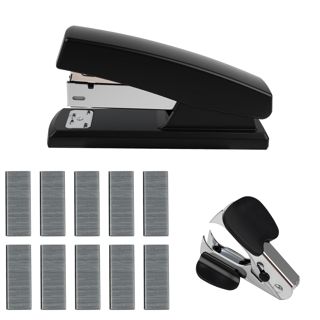 agrafeuse de Bureau 25 Feuilles, Agrafeuse avec 1000 Agrafes 24/6 et Dégrafeuse, Capacité de Chargement 210 Agrafes, Deux Modes de Fixation, Design Anti-dérapant, Noir