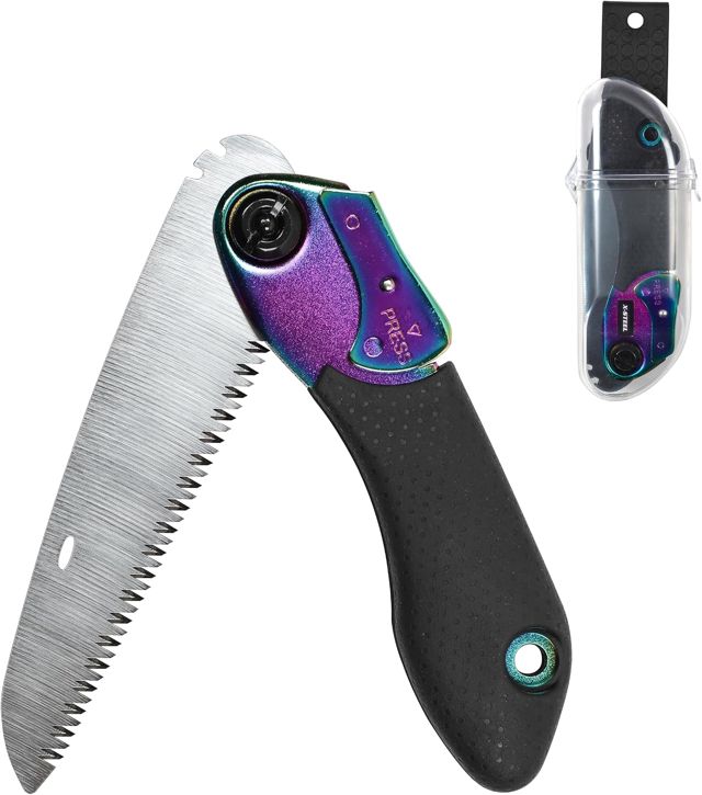 Toolux Scie pliante 130 mm - Scie d'élagage - Longueur de la lame de scie - Scie pliante multifonction SK5 en acier pour jardin, bois, métal, plastique