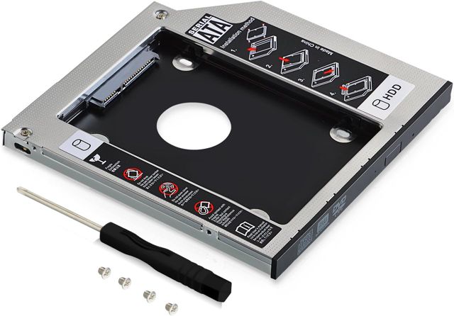 2ème 2.5'' HDD SSD Adaptateur de Caddy Disque Dur 9.5 mm SATA vers SATA pour HP Dell Acer ASUS Lenovo Ordinateurs Portables