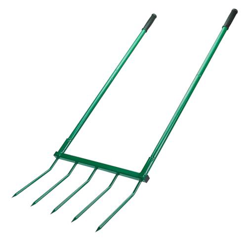 Fourche à bêcher à 5 dents, fourche large de 50 cm, longueur des dents : 30 cm, fourche de jardin robuste en acier à 5 dents en forme de U pour ameublir en profondeur et aérer la terre du jardin