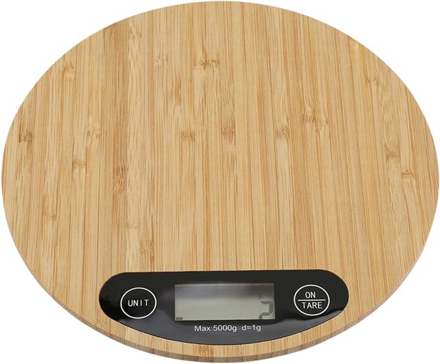 OKJHFD Balance De Cuisine Numérique, Cuisine électrique à Affichage LED En Bambou Rond Multifonctionnel Pesant Pour Peser Vos Aliments De Cuisson, 5kg,1g