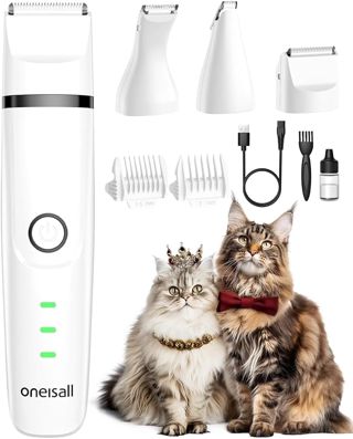 oneisall 3 en 1 Tondeuse Chat Chien Set, Tondeuse Professionnel Silencieux pour Chats de Coussinets de Chat, Rasoir pour Chats Chiens à Poils de Pattes|Fesses et Poils Noués