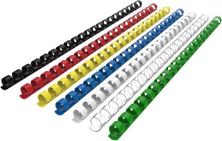 RAYSON Peignes de reliure, capacité de reliure de 40 feuilles, 21 anneaux, dos de reliure en plastique de 8 mm, A4, multicolore, paquet de 100