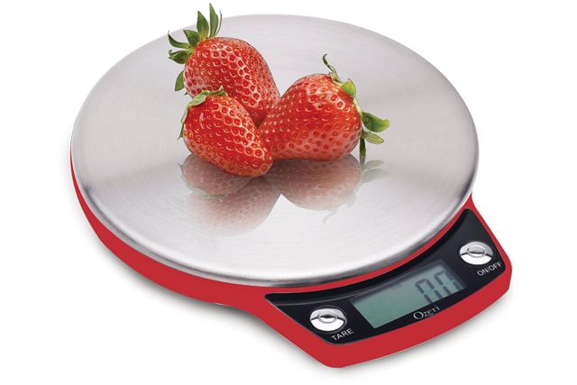 Ozeri Precision Pro ZK011-R Balance de Cuisine numérique en Acier Inoxydable avec Plateforme de pesée surdimensionnée, Acier Inoxydable, Rouge