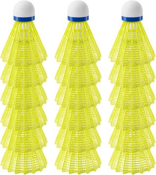 QWORK® Lot de 18 Volants Badminton en Nylon Jaune - Haute résistance aux Chocs et vol Stable