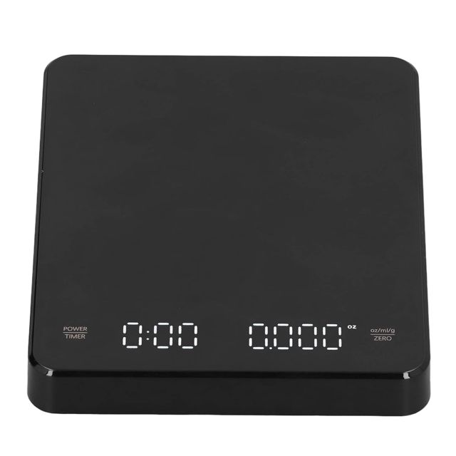 Balance à café, Capteur Haute Précision, écran rétroéclairé LCD, Conversion 3 Unités, Matériau ABS, Balance de Cuisine Rechargeable avec Fonction Minuterie
