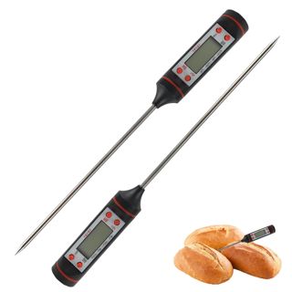 Thermomètre de cuisine avec 2 sondes numériques pour viande, vin et confitures - écran LCD large, mesure précise, acier inoxydable, éteint automatiquement, plage de -50 °C à +300 °C