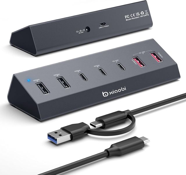 Hub USB C 7 en 1 avec transfert de données 10 Gbit/s, PD 45 W et charge