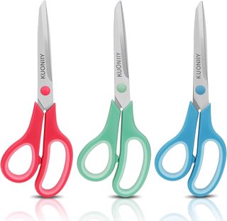 KUONIIY Ciseaux, Lame Recouverte de Titane Ultra-tranchante, Manche Douce et Confortable, Ciseaux à Multi-usages, Lot de 2 Paires, 20,3 cm, Noir, Jaune