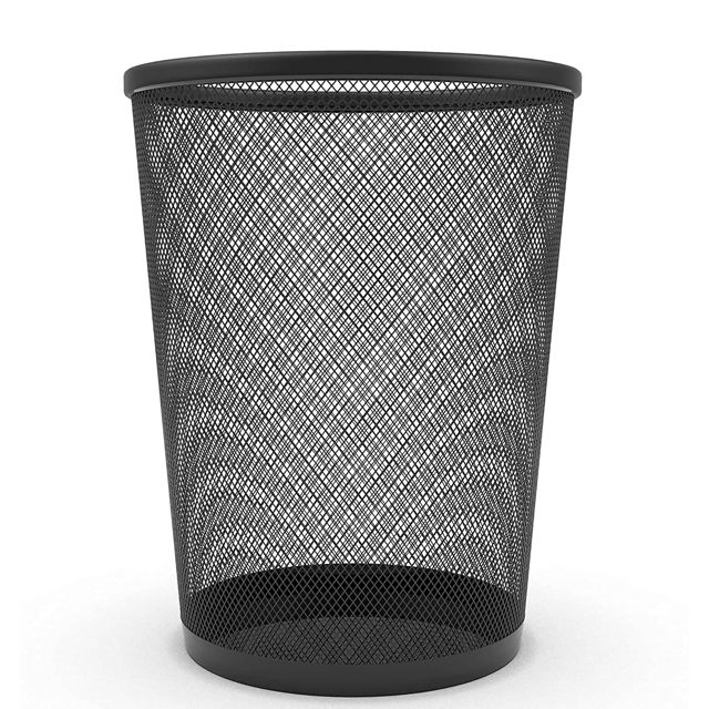 Zuvo Corbeille à Papier Métal Noir, Poubelle de Bureau Ronde en Maille