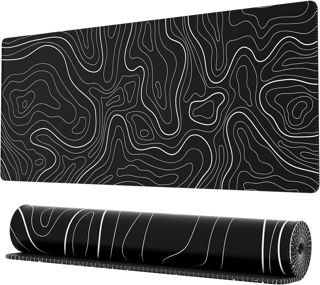 Grand Tapis de Souris de Jeu, Cartes Topographiques avec Bords Cousus, Tapis de Souris de Jeu, éLéGant avec sous-Couche Antidérapante (Blanc, 80 * 30)