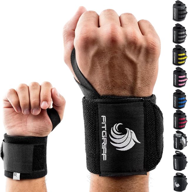 Fitgriff® Bande Poignet Musculation Homme et Femme (1 Paire) - Protege Poignet de Force pour Halterophilie, Fitness