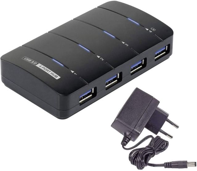Renkforce RF-3016752 Hub USB 4 Ports USB-A USB 3.0 5 GBit/s avec LEDs de statut Noir