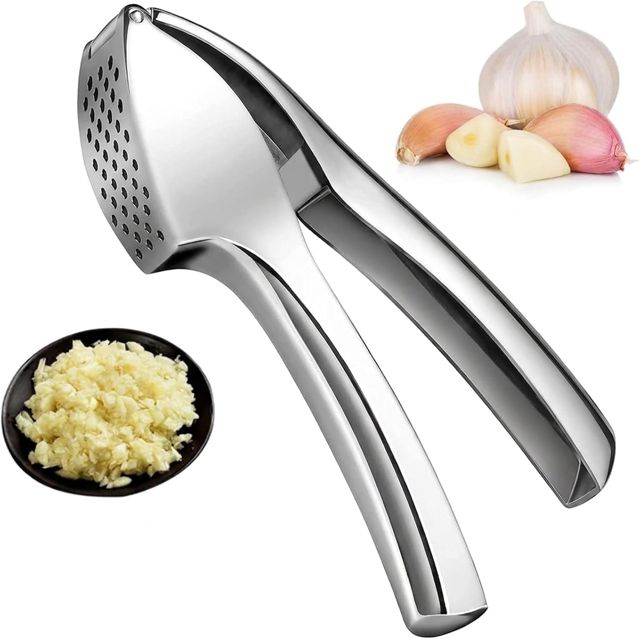 Presse-ail haut de gamme en acier inoxydable – Écrasez ail et gingembre sans effort – Ergonomique, durable, passe au lave-vaisselle – Idéal pour la cuisine domestique