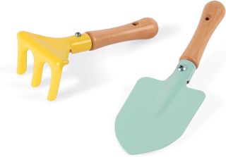Janod, Exploration, Outils de Jardinage Enfant, Pelle et Râteau en Bois FSC