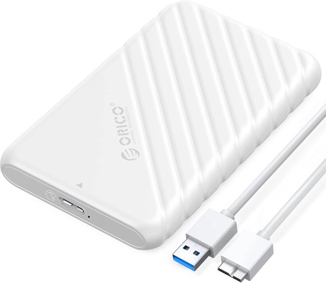 ORICO Boitier Disque Dur 2.5'', USB 3.0 Boitier Externe Disque 5Gbps pour SATA HDD et SSD de 2,5'' et 7/9.5 mm, accélération UASP, Trim, sans Outils(Blanc-ABS-25PW1)