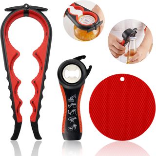 Décapsuleur multifonction 5 en 1 pour les mains faibles et les personnes âgées souffrant d'arthrite avec poignée en caoutchouc antidérapante