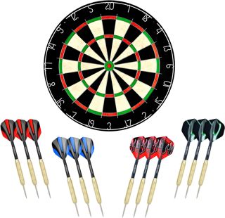 Jeu de fléchettes LinkVisions avec Cible sans Agrafe, 12 fléchettes à Pointe en Acier 18 g, kit de Montage Inclus