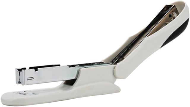 Agrafeuse de Bureau 1 Pièce en Fer et Plastique Blanche pour Dossiers
