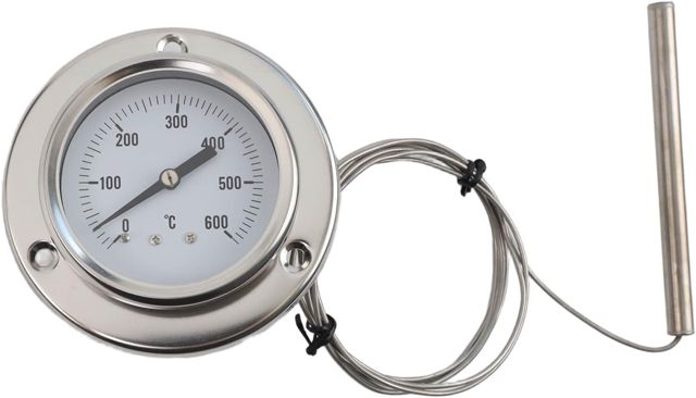 Thermomètre de four industriel en acier inoxydable avec sonde 0-600 C Câble de 1,5 m pour la cuisine, la cuisson, la chaudière, la surveillance de la température