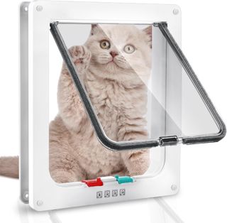 Chatière à 4 Voies, Porte pour Chats imperméable, 28 × 25 × 5.5cm