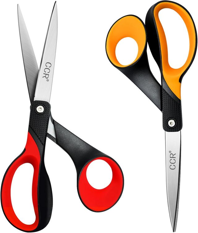 CCR Lot de 2 paires de ciseaux gauchers - 21,5 cm - Poignées confortables - Écoles, appartements et bureaux