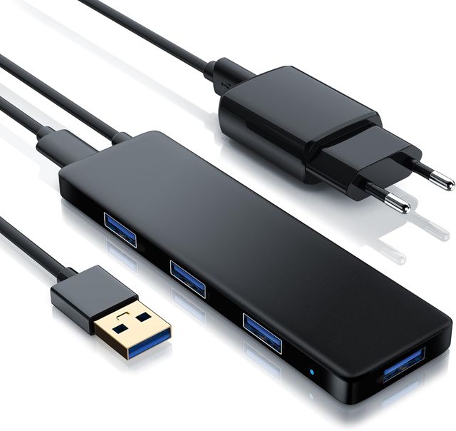 Primewire - Hub 4 Ports USB 3.2 Gen.1 Dock - Multiprise USB pour PC, Laptop, Ultrabook, MacBook - SuperSpeed jusqu'à 5 Gbps - Design Ultra Slim