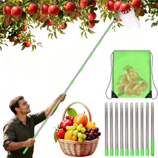 Cueille Fruit Télescopique 4.2m, Ramasse Pomme avec Sac en Coton
