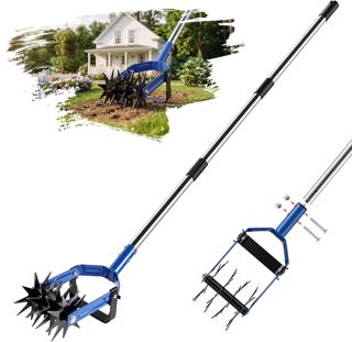 2-en-1 cultivateur Manuel à Roues étoilées – désherbeur et scarificateur pour Gazon, aère Le Sol, remplace la grelinette, Outil Polyvalent pour Petit Jardin.