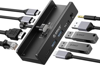 Station d'accueil Clip ORICO, Hub USB-C 8-en-1 avec HDMI 4K@60Hz, PD 100W, Ethernet Gigabit, 4xUSB, AUX, 10Gbps USB C Hub pour Laptop, MacBook, PC (Adaptateur Non Inclus)