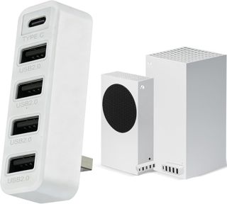 Hub USB 5 ports pour Xbox Series X/S, adaptateur de charge d'extension USB 2.0 haute vitesse avec 4 ports USB 2.0 + 1 port de type C pour Xbox Series S/X, Plug and Play - Noir