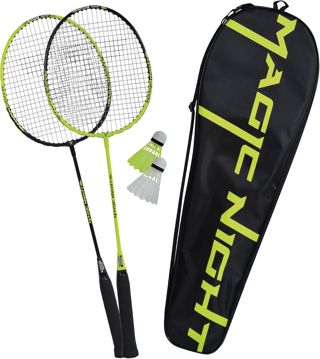 Talbot Torro Set de Badminton Magic Night, 2 Raquettes et 2 Volants avec LED, pour Jouer pour la Nuit, Dans un Sac, 449405