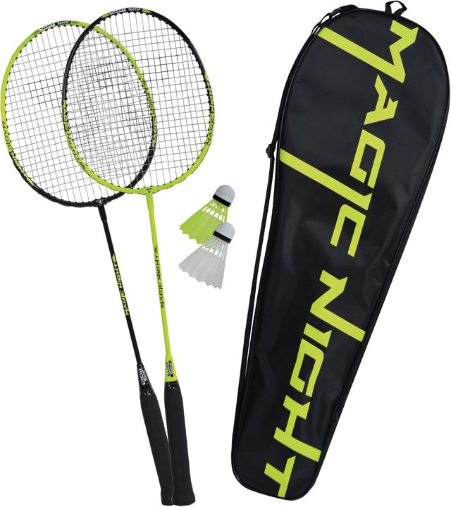 Talbot Torro Set de Badminton Magic Night, 2 Raquettes et 2 Volants avec LED, pour Jouer pour la Nuit, Dans un Sac, 449405