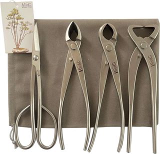 vouiu Lot de 4 outils pour bonsaï, coupe-bordures, coupe-bouton, séparateur de tronc, ciseaux à bonsaï