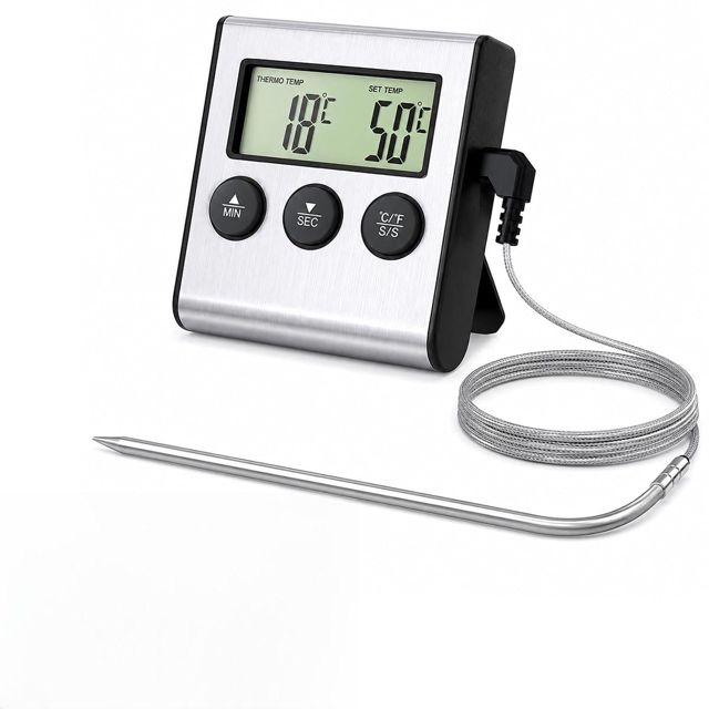 Thermomètre Cuisine Numérique Sonde Minuteur LCD