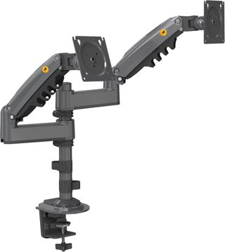 Ergosolid Support de Bureau pivotant Robuste avec Ressort à gaz pour Deux moniteurs LCD LED 17-35 Pouces, VESA 75mm et 100mm jusqu'à 2x9 kg