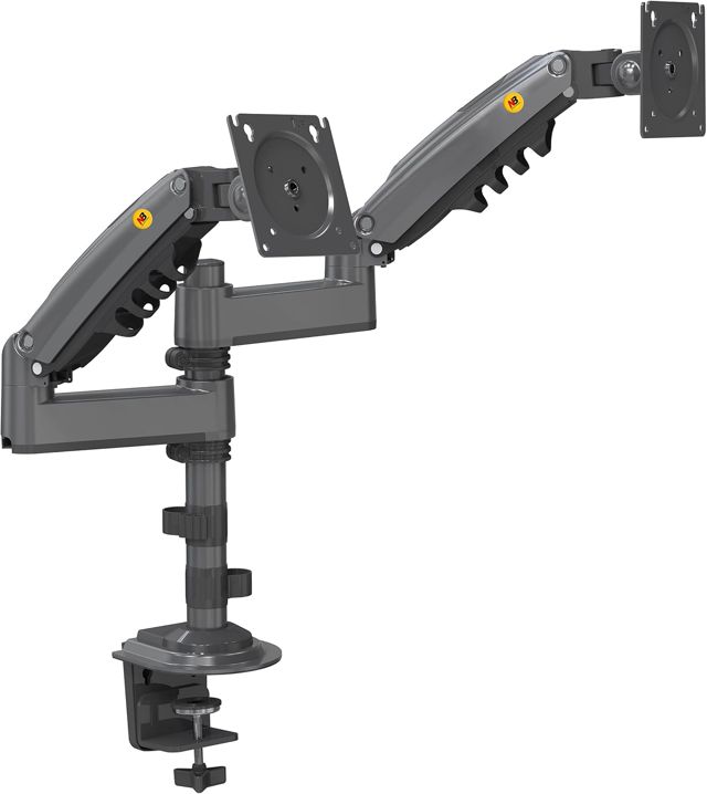 Ergosolid Support de Bureau pivotant Robuste avec Ressort à gaz pour Deux moniteurs LCD LED 17-35 Pouces, VESA 75mm et 100mm jusqu'à 2x9 kg