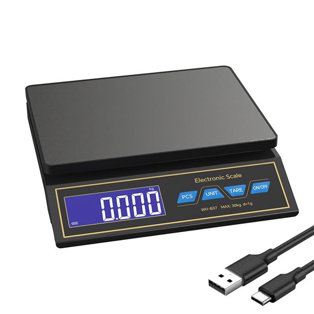 Balance numérique, Balance de cuisine numérique 30kg/1g, balance alimentaire rechargeable en acier inoxydable