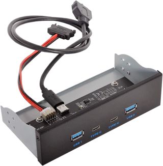 Cablecc USB-C & USB 3.0 HUB 4 Ports Panneau Avant vers la Carte mère 20Pin Connector Cable for 5.25 "CD-ROM Bay